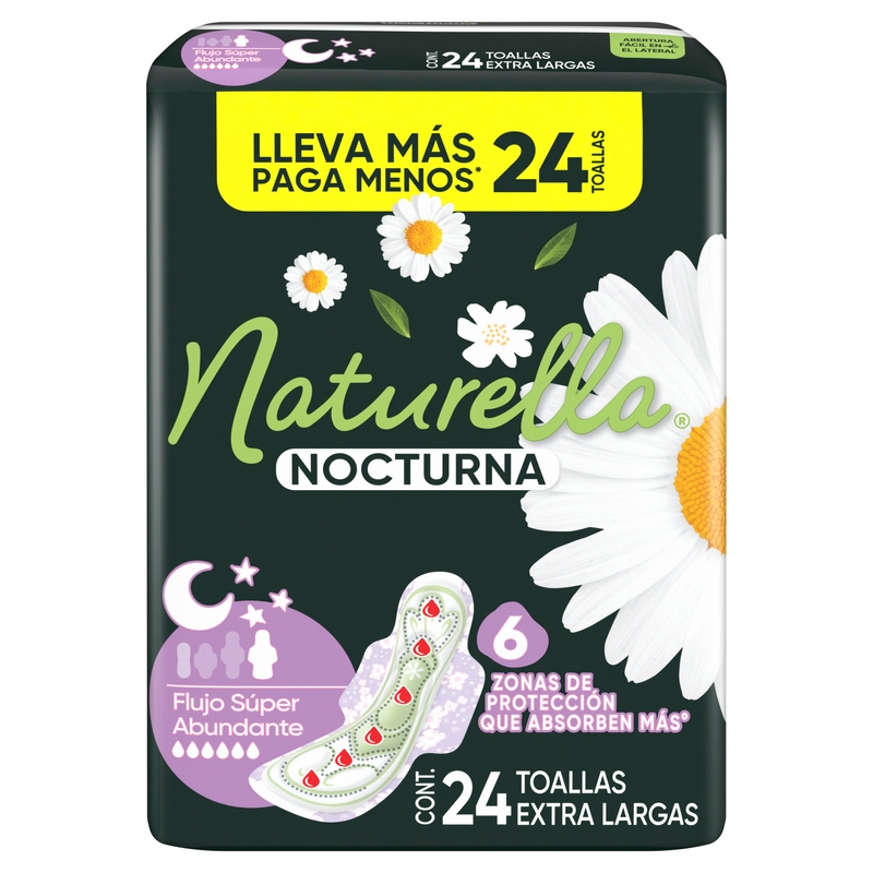 Exhibidor Naturella Nocturna con 24 Toallas Extra Largas