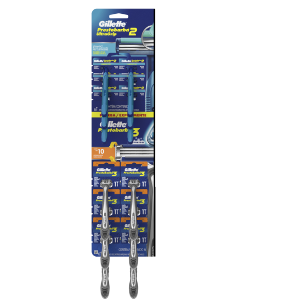 1/2 Exhibidor Gillette Combinado UG2 +PB3 6pz+6pz